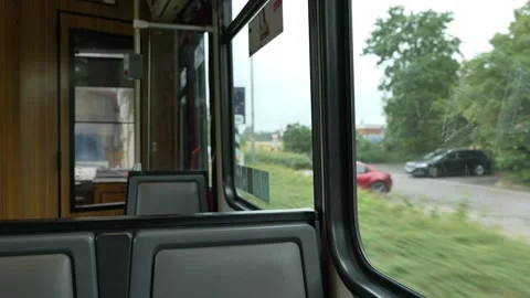 Empty seat inside tram. Stock Footage 156716222