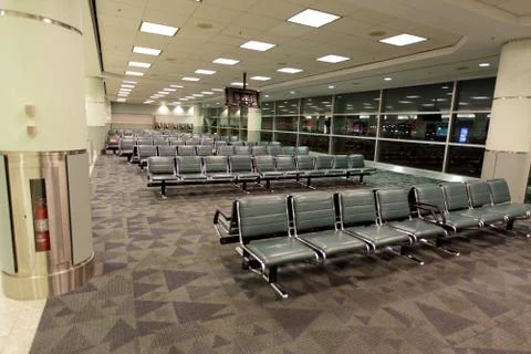 Empty seating area at the airport Stockfoto's