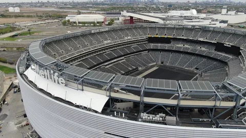 Empty seating decks inside MetLife Stadium in East Rutherford Stock-Footage 129853575