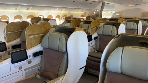 Empty seats in an aircraft during a flight Vidéo 147728239