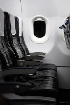 Empty seats on an airplane. Inside the Airplane. Foto stock