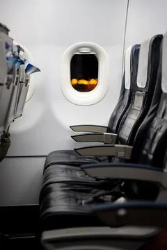 Empty seats on an airplane. Inside the Airplane. Foto stock