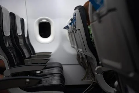 Empty seats on an airplane. Inside the Airplane. Foto stock