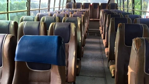 Empty seats in a bus Stock Footage 124368589