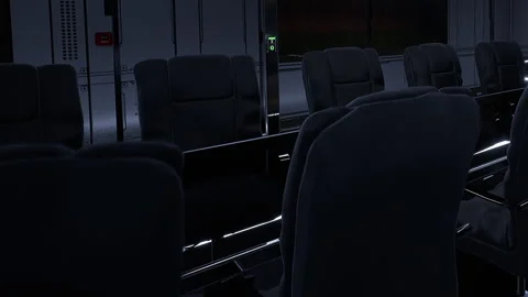 Empty seats in a dark room during a movie screening at a theater Stock Footage 345005624