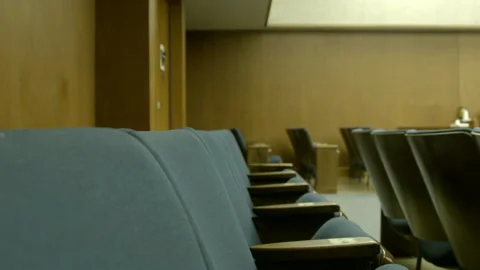 Empty Seats Inside An Auditorium Or Courtroom 库存影片 343962301