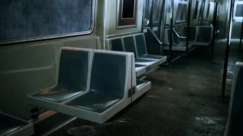 Empty seats inside a metro train Illustrazione stock
