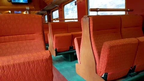 Empty seats inside a train running Stock Footage 171174611