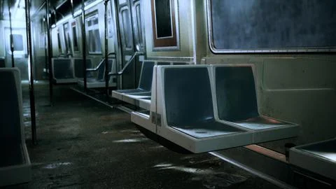 Empty seats on a metro train Stock Illustration