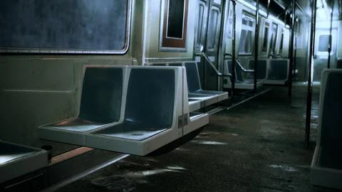 Empty seats on a metro train Stock Illustration