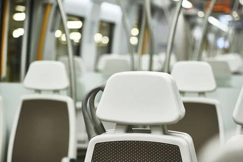 Empty seats in a modern train car Stock-Fotos
