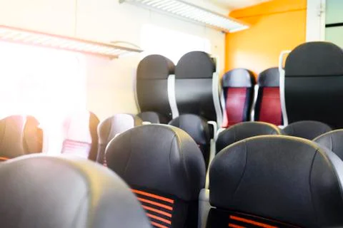 Empty seats in modern train at day Stock Photos