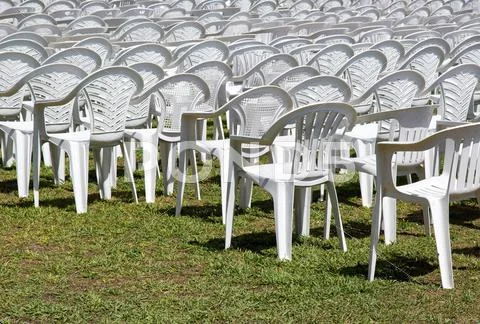 Empty seats, outdoor concert, ended or not yet begun show Stock Photos