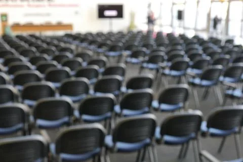 Empty seats in rows audience room blur effect Foto stock