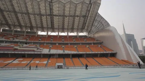 Empty seats at stadium and square in China Guangzhou Video stock 59158200