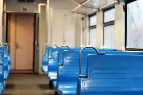 Empty seats in the subway or train, public transport 스톡 사진