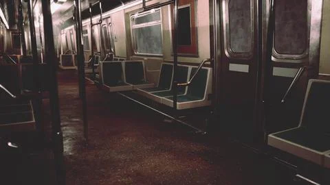 Empty seats on a subway train in the metro underground Stock Illustration