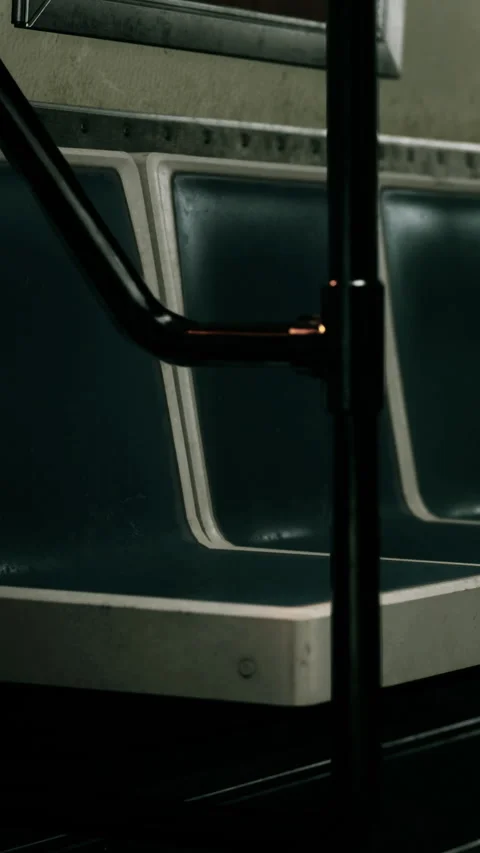 Empty seats in subway transit during evening commute time Stock Footage 340646642