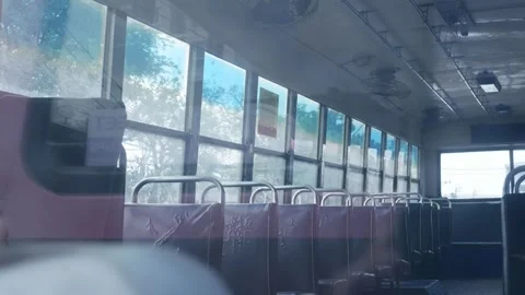 Empty seats of vintage old bus. Stock Footage 306444891