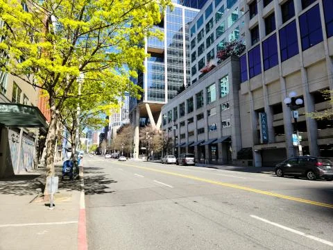 Empty Seattle Streets - Lockdown Stock Photos