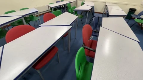 Empty secondary school language classroom Video stock 263074125