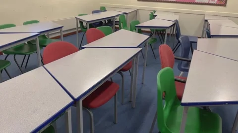 Empty secondary school language classroom Video stock 263074143