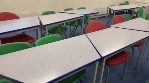 Empty secondary school language classroom Video stock 263074144