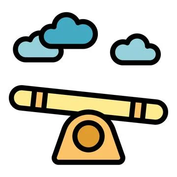 Empty seesaw balancing under summer clouds icon vector Stock Illustration