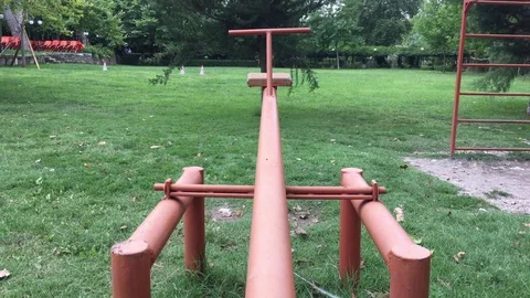 Empty seesaw  in a park 스톡 동영상 112603145