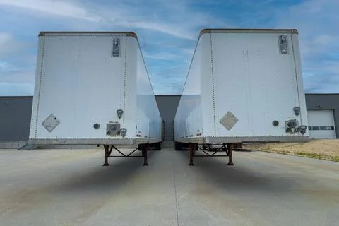 Empty Semi Trailer Loading Dock Yard Stock Photos