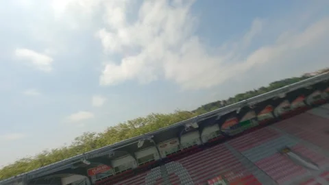 Empty Serge Kampf Stand in Parc des Sports Aguiléra stadium, Biarritz, France Stockbeeldmateriaal 308232345