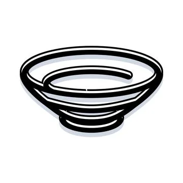 Empty serving bowl kitchen flatware line art Stock Illustration