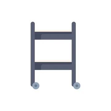 Empty serving cart with wheels standing, catering service furniture Stock Illustration