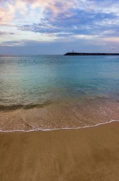 Empty Sesimbra Beach Stock Photos