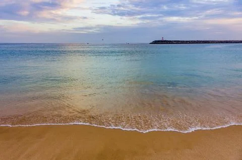 Empty Sesimbra Beach Stock Photos