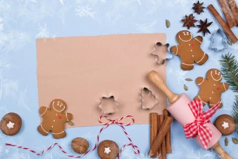 Empty sheet of paper for writing recipes and ingredients for baking, kitchen Stock Photos