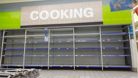 Empty shelf aisle section cooking Stock Photos