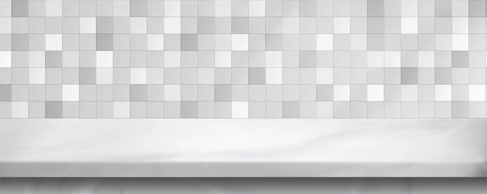 Empty shelf on bathroom tile background Stockillustratie