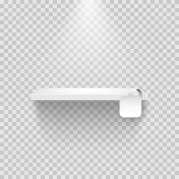 Empty shelf with blank white square tag isolated on transparent backdrop Stock Illustration