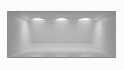 Empty shelf with lights in gray 3d illustration Stock Illustration