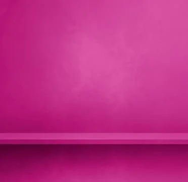 Empty shelf on a pink concrete wall. Background template. Square mockup Stock Illustration