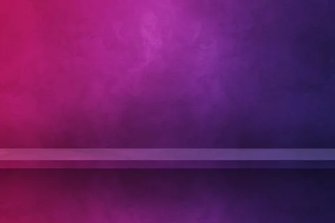 Empty shelf on a purple wall. Background template. Horizontal backdrop Stock Illustration