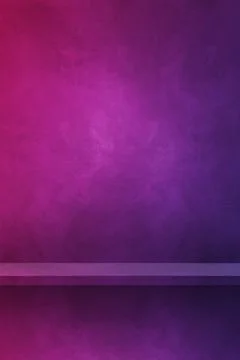 Empty shelf on a purple wall. Background template. Vertical backdrop Stock Illustration