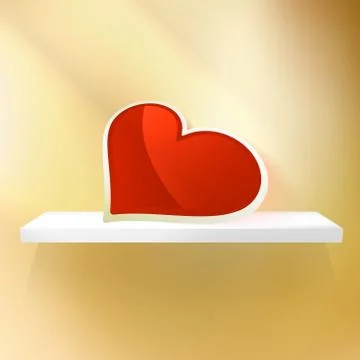 Empty shelf with red heart. Stock Illustration