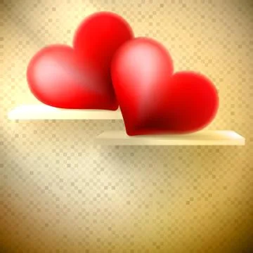 Empty shelf with red hearts. Stock Illustration