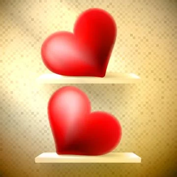 Empty shelf with red hearts. Stock Illustration