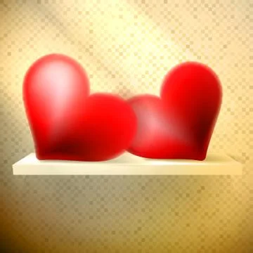 Empty shelf with red hearts. Stock Illustration