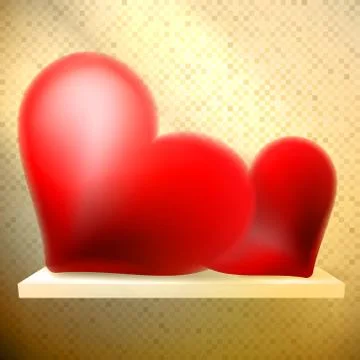 Empty shelf with red hearts. Stock Illustration