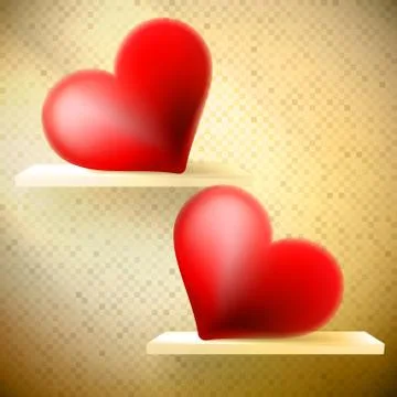 Empty shelf with red hearts. Stock Illustration