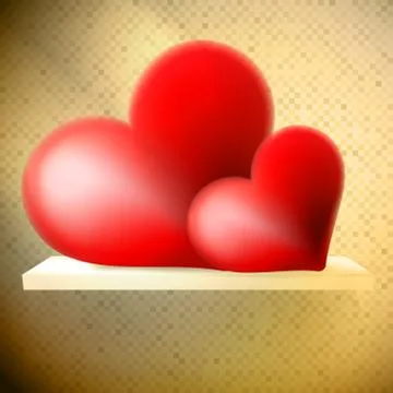 Empty shelf with red hearts. Stock Illustration